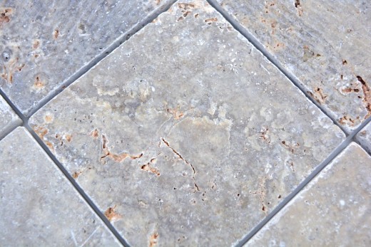 Carreau travertin pierre naturelle Silver argent blanc gris clair Carreau pierre naturelle argent aspect antique Carreau de sol Carreau mural cuisine - MOSF-45-47030