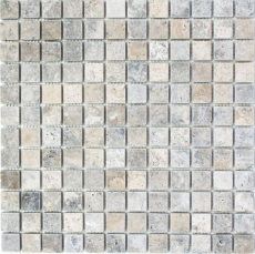 Travertin Carreaux mosaïque terrasse mur sol pierre naturelle gris clair argent beige carrelage mural carreau cuisine bac à douche - MOS43-47023
