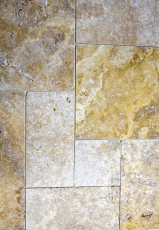 Carreau Travertin Pierre naturelle jaune or Carreau en pierre naturelle Union romaine brun doré Aspect antique Carreau de sol - MOSF-45-51000