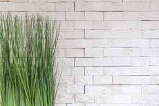 Pierre calcaire Mosaïque pierre naturelle Splitface mur de pierre blanc crème Brick Limestone 3D optique carrelage mural salle de bain - MOS29-49248