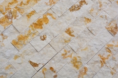 Splitface Marbre Mosaïque Mur en pierre naturelle Brick mur composé sunny beige 3D optique cuisine salle de bain mur - MOS42-X3D46