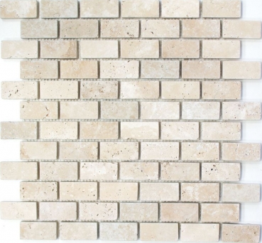 Mosaïque de travertin pierre naturelle beige Brick Chiaro Antique Travertin MOS43-46234_f