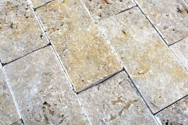 Mosaïque mur en pierre Travertin pierre naturelle noix Brick Splitface 3D optique mur carrelage mur cuisine - MOS43-1210