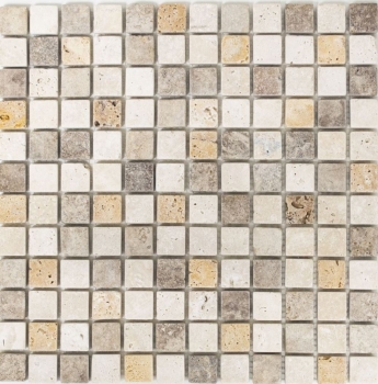 Travertin Carreaux de mosaïque terrasse mur sol pierre naturelle beige brun doré carrelage bac à douche paroi de douche cuisine - MOS43-46380