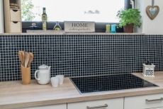 Carreaux de mosaïque Quartz Composite Pierre artificielle Artificial noir MOS46-ASM22