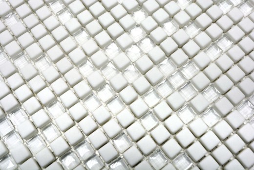 Mosaïque de verre Revêtement mural durable Carreau recyclé Enamel blanc mat MOS140-07W