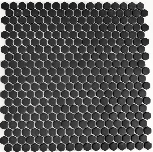 Échantillon manuel de mosaïque ECO Recycling GLAS Hexagon Enamel noir mat MOS140-HX11B_m