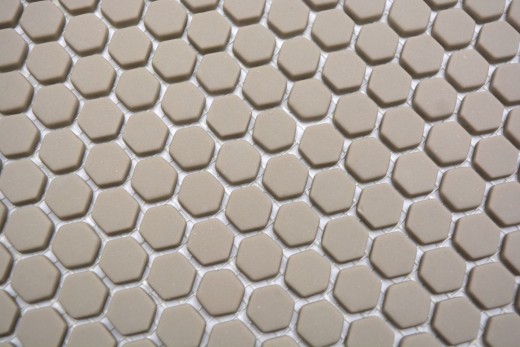 Mosaïque de verre Revêtement mural durable Carrelage recyclé Hexagon Enamel beige cream mat MOS140-HX13C