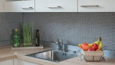Mosaïque de verre Revêtement mural durable Recyclage Hexagon Enamel gris-brun mat MOS140-HX15G