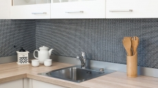 Mosaïque de verre Revêtement mural durable Carrelage recyclé Brick Enamel noir mat MOS140-B21B