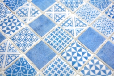 Mosaïque rétro vintage ECO GLAS bleu patchwork MOS145-P-40_f | 10 tapis de mosaïque