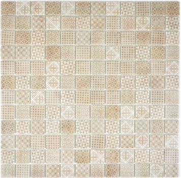 Échantillon manuel Retro Vintage Carreau de mosaïque ECO Recyclé VERRE ECO beige patchwork MOS145-P-50_m