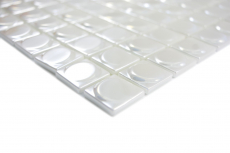 Échantillon manuel de mosaïque Carreau ECO Recyclé GLAS ECO blanc métallisé 3DR MOS350-12_m