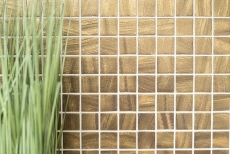 Mosaïque de verre Revêtement mural durable Recyclage satin or MOS360-05