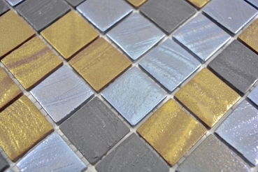 Carreau de mosaïque ECO GLAS noir anthracite satin or bronze oxyde MOS360-357_f | 10 Tapis de mosaïque