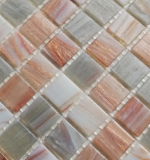 Mosaïque de verre Carreaux de mosaïque beige gris cuivre Carreaux de salle de bain Dos de douche Miroir de carrelage MOS54-0104