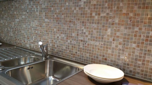 Mosaïque de verre Carreaux de mosaïque beige gris cuivre Carreaux de salle de bain Dos de douche Miroir de carrelage MOS54-0104