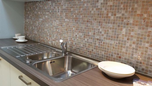 Mosaïque de verre Carreaux de mosaïque beige gris cuivre Carreaux de salle de bain Dos de douche Miroir de carrelage MOS54-0104