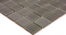Échantillon manuel Carreau de mosaïque de verre translucide Crystal gris anthracite gris mat MOS63-2602_m