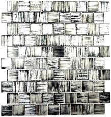 Mosaïque Carreau de verre Mosaïque de verre laiteux Structure noir clair mat givré MOS68-CF41