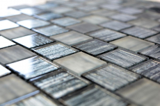 Mosaïque Carreau de verre Mosaïque de verre laiteux Structure noir clair mat givré MOS68-CF41