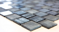 Mosaïque Carreau de verre Mosaïque de verre laiteux Structure noir clair mat givré MOS68-CF41