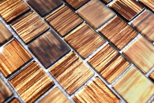 Mosaïque de verre Carreaux de mosaïque verre dépoli or jaune brun clair mat givré MOS68-CF45