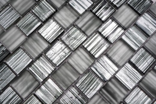 Mosaïque Carreau de verre Mosaïque de verre Crystal Verre laiteux noir clair mat givré MOS78-CF81