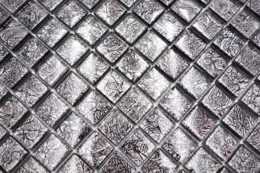 Mosaïque de verre Carreau de mosaïque argenté anthracite noir Structure aspect métal MOS126-8BL17