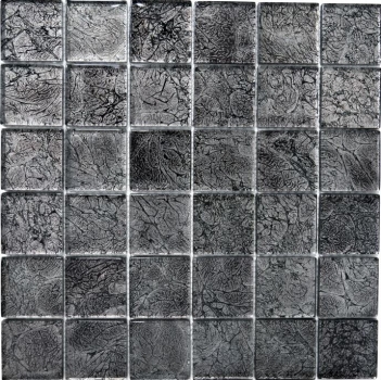 Motif manuel Carreau de mosaïque de verre translucide Crystal noir structure MOS126-8BL27_m