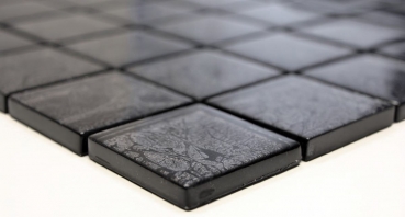 Motif manuel Carreau de mosaïque de verre translucide Crystal noir structure MOS126-8BL27_m