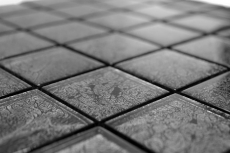 Motif manuel Carreau de mosaïque de verre translucide Crystal noir structure MOS126-8BL27_m