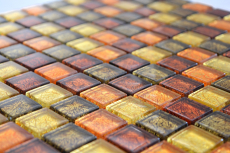 Motif manuel Carreau de mosaïque de verre translucide Crystal or orange structure MOS120-07814_m