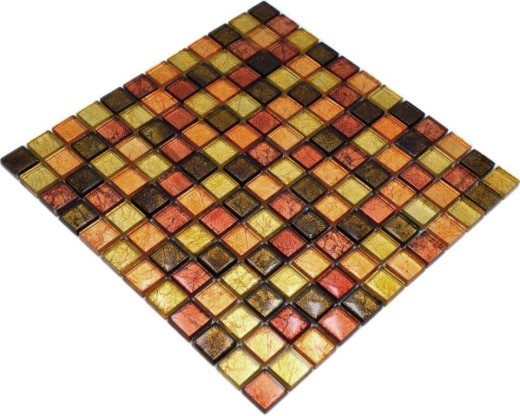 Mosaïque de verre or orange Carreau de mosaïque Structure Miroir de carrelage Cuisine Paroi de douche MOS120-07814