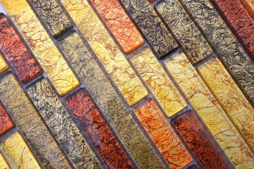 Mosaïque de verre or orange Carreau de mosaïque composite Structure Miroir de carrelage Cuisine Paroi de douche MOS86-07814