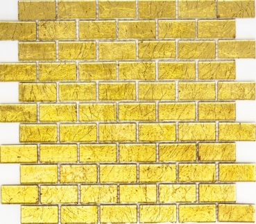 Motif main Carreau de mosaïque Translucide Brick Mosaïque de verre Crystal or structure MOS120-0744_m