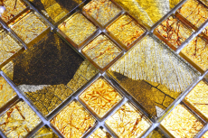 Motif manuel Carreau de mosaïque translucide Combinaison de mosaïque de verre Crystal Desert gold MOS88-8DSG_m