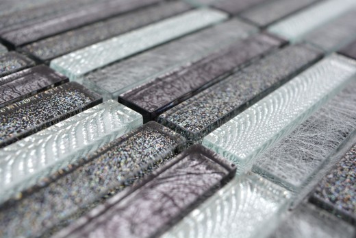Mosaïque de verre en bâtonnets Carreaux de mosaïque argent scintillant anthracite MOS87-STDS