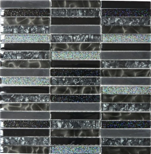Mosaïque de verre en bâtonnets Carreaux de mosaïque gris scintillant anthracite noir MOS87-STNB