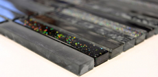 Échantillon manuel Carreau de mosaïque Translucide noir Bâtons Mosaïque de verre Crystal Night black MOS87-STNB_m