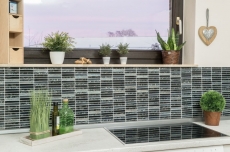 Mosaïque de verre en bâtonnets Carreaux de mosaïque gris scintillant anthracite noir MOS87-STNB