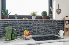 Mosaïque de verre en bâtonnets Carreaux de mosaïque gris scintillant anthracite noir MOS87-MV708