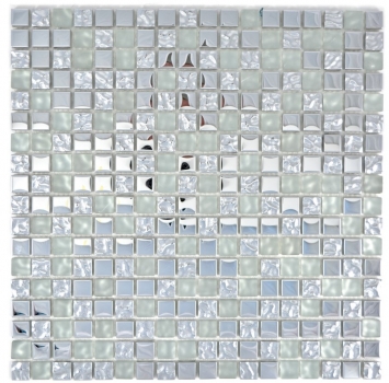 Motif manuel Carreau de mosaïque translucide en verre Crystal EP argenté verre givré MOS92-0217_m