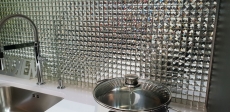 Mosaïque de verre aspect diamant Carreau de mosaïque argenté Miroir de carrelage cuisine MOS130-0204