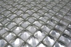 Mosaïque de verre aspect diamant Carreau de mosaïque argenté Miroir de carrelage cuisine MOS130-0204