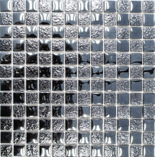 Motif main Carreau de mosaïque Translucide noir Mosaïque de verre Crystal Lüster noir MOS88-8LU89_m