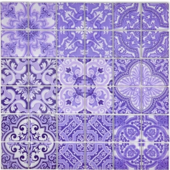 Motif à main Retro Vintage Carreau de mosaïque Translucide violet Mosaïque de verre Crystal ITALY MOS68-Retro-I_m