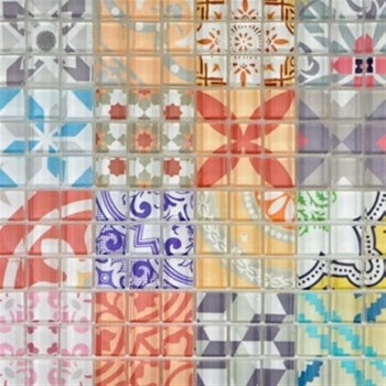 Motif à main Retro Vintage Carreau de mosaïque Translucide multicolore Mosaïque de verre Crystal Design MOS88-Retro-31_m