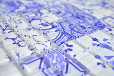 Mosaïque rétro vintage bleu translucide Mosaïque de verre Crystal Design bleu MOS88-Retro-33_f | 10 tapis de mosaïque