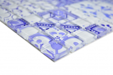 Mosaïque rétro vintage bleu translucide Mosaïque de verre Crystal Design bleu MOS88-Retro-33_f | 10 tapis de mosaïque